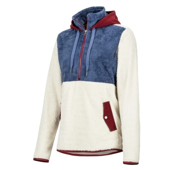 Marmot Blue and Cream Hoodie Sweatshirt - Picture 5 of 13